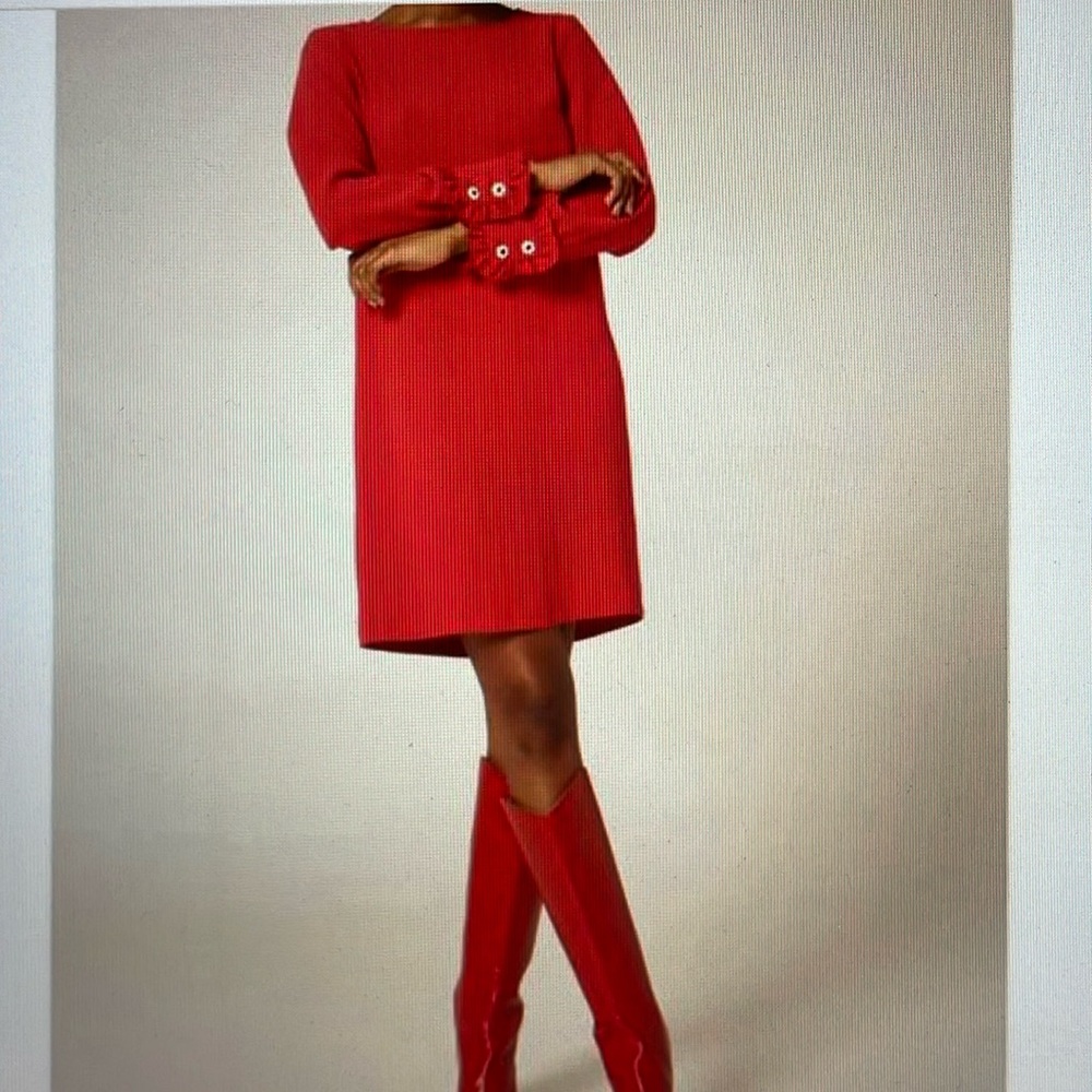 Tara Jarmon Paris Renaude red shift dress sz 38/6